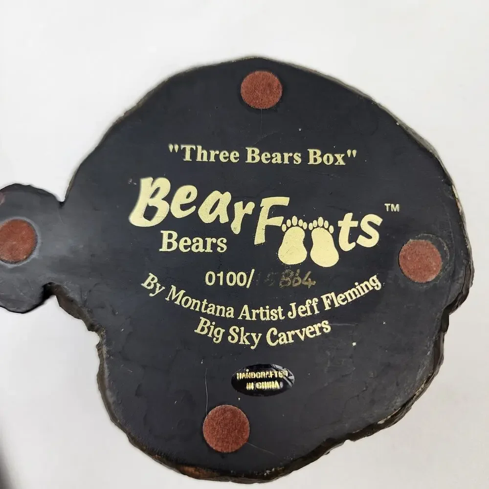 Bearfoots Bears Three Bears Box Jeff Fleming Artist Big Sky Carvers Trinket Box
